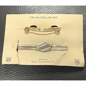 1940s Tie and Collar Set by EHM Genuine Gold Electroplate Engravable-WWII NOS-G1